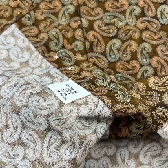 90s paisley mens Italian dress shirt by Como Sport Titanium, size S brown/pink - Picture 7 of 10